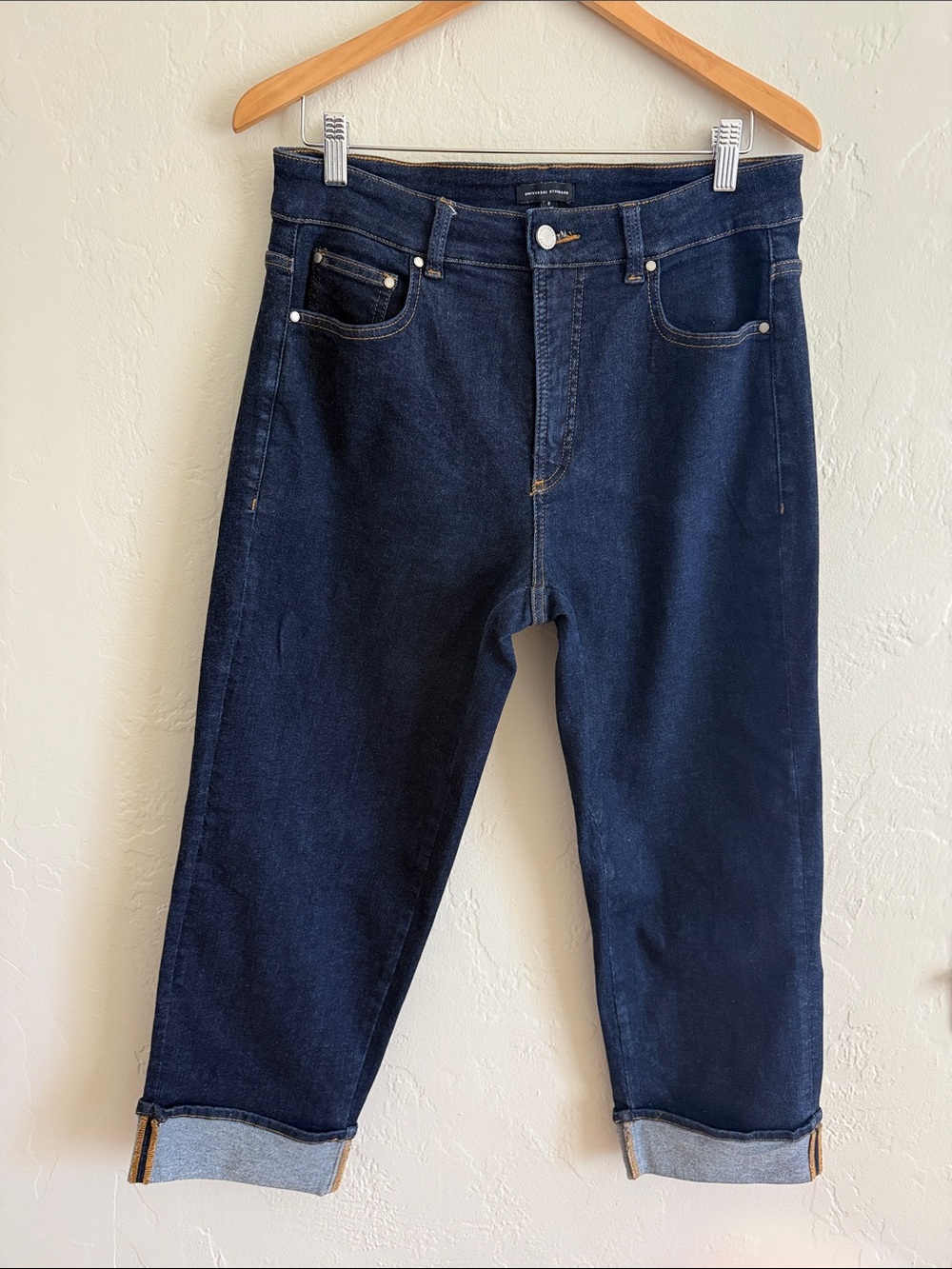 Universal Standard High-waist Dark Indigo Straight Jeans with Cuff - Picture 1 of 16